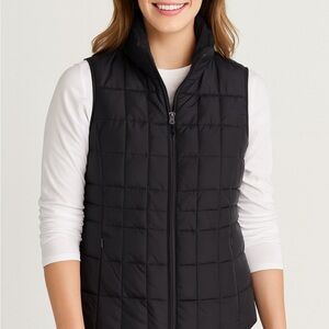 Eddie Bauer black Quilted Goose Down women’s size medium vintage Vest